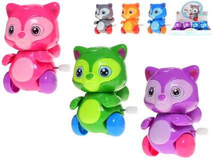 Veverka 9cm na klíček po natažení jezdící a hlavu otáčející 6barev 12ks v DBX