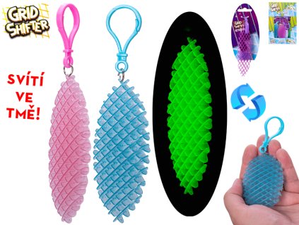 Grid Shifter mřížka/klíčenka 12cm svítící ve tmě 4barvy na kartě 24ks v DBX