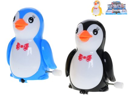 Tučňák 8,5cm na klíček po natažení jezdící 3barvy 12ks v DBX