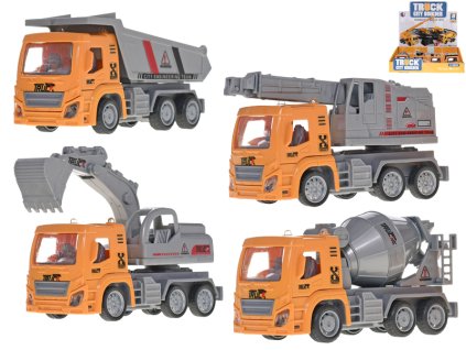 Vozidla stavební 13cm zpětný chod 4druhy 8ks v DBX