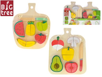Big Tree deska dřevěná 22x18cm s krájecím ovocem/zeleninou 12částí 2druhy 24m+ ve fólii 12ks v DBX