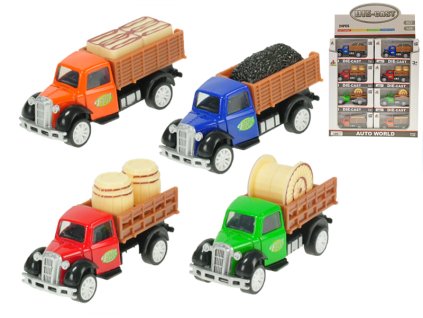 Nákladní auto farmářské kov 8,5cm 1:55 zpětný chod 4druhy v krabičce 24ks v DBX