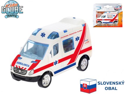 Kids Globe Traffic auto slovenská ambulance 8cm kov zpětný chod v krabičce