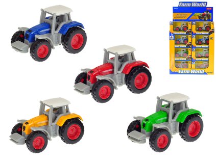 Traktor 7cm kov 1:64 volný chod 4barvy v krabičce 24ks v DBX