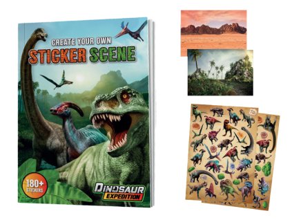 Kniha samolepek A4 s dinosauřími motivy 10listů 12ks v PDQ