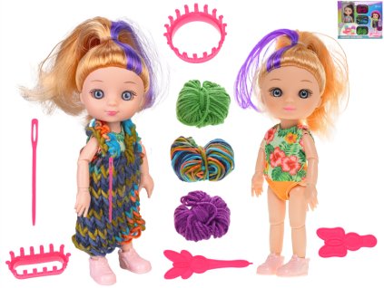 Panenka 16cm se sadou na pletení 2druhy v krabičce
