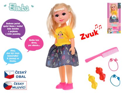 Panenka Elenka 31,5cm na baterie česky mluvící s doplňky v krabičce
