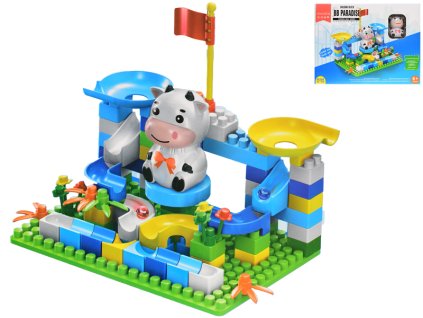 Stavebnice 93ks s dráhou a zvířátkem v krabičce