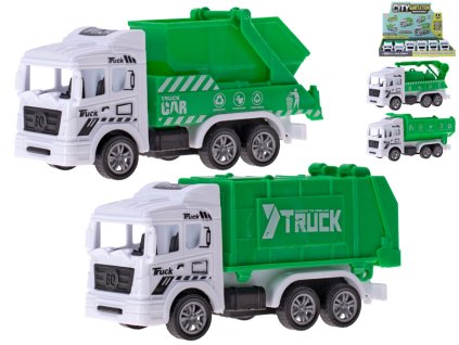 Auta popelářské 12cm zpětný chod 4druhy 12ks v DBX