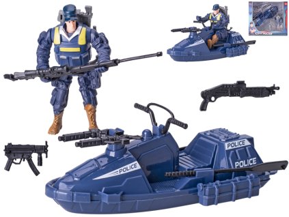 Policie člun 17cm s policistou a doplňky v krabičce