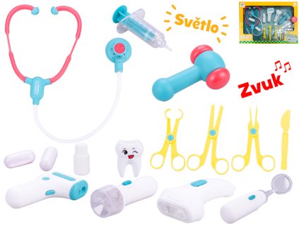 Doktorský set na baterie se světlem a zvukem v krabičce