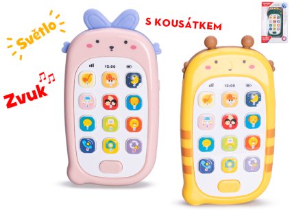 Telefon 14cm na baterie se světlem a zvukem 3druhy 18m+ v krabičce