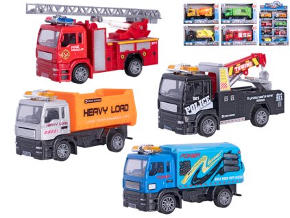 Vozidlo 12cm 1:55 kov zpětný chod 8druhů v krabičce 24ks v DBX