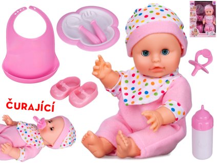 Miminko mrkací 30cm tvrdé tělo čurající s doplňky v krabičce