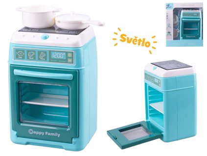 Sporák 15x10cm na baterie se světlem a doplňky v krabičce