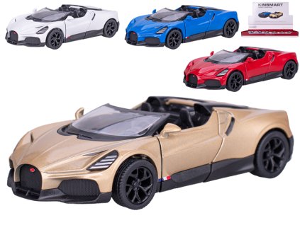 Kinsmart Bugatti Mistral 13cm 1:36 kov zpětný chod 4barvy 12ks v DBX