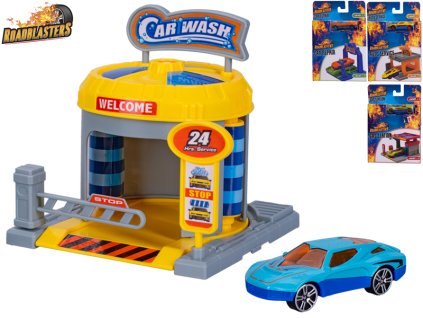 Roadblasters autodílna s autem 7cm 1:64 4druhy v krabičce