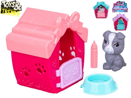 Toys&Trends pejsek 4cm s boudou 7x6,5x5cm a doplňky 3druhy 12ks v DBX