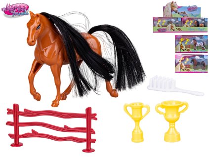 Horse Friends kůň 9,5cm s doplňky 4ks 3barvy v krabičce 12ks v DBX