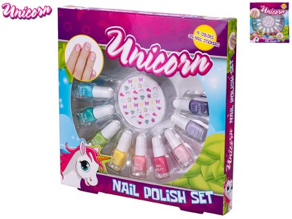 Unicorn sada laků na nehty 2,1ml 9ks a nálepek na nehty v krabičce 8ks v PDQ