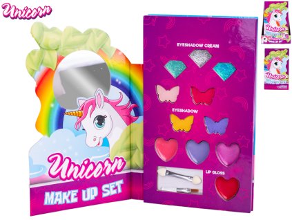 Unicorn make-up paletka s očními stíny 4ks,třpytkami na oči 3ks,lesky na rty 4ks na kartě 12ks v PDQ