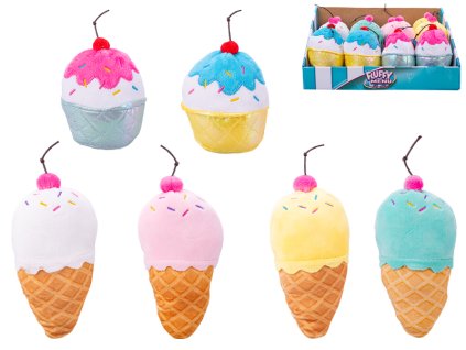 Fluffy Menu zmrzlina/cupcake plyšový 16/12cm 2druhy 6barev 0m+ 12ks in PDQ
