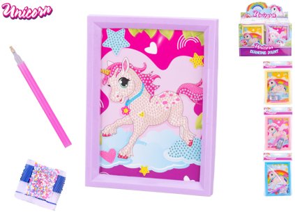 Unicorn sada lepení barevných kamínků do rámečku 18,5x14cm 4barvy v sáčku 24ks v DBX