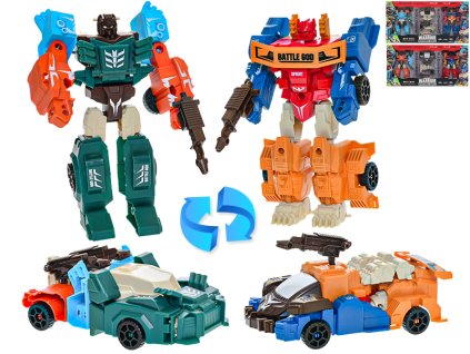 Deformation Warrior auto závodní/robot 2ks s doplňky 3barvy v krabičce