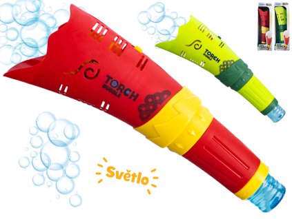 Bublifukovač pochodeň 26cm na baterie se světlem 2barvy v krabičce
