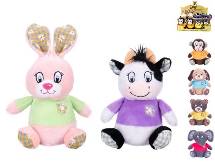 Zvířátko plyšové 15cm v triku 6druhů 0m+ 12ks v DBX