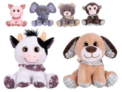 Zvířátko plyšové 14cm sedící se šátkem 6druhů 0m+ 9ks v DBX
