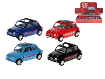 Kinsmart Fiat 500 1:24 12,5cm kov zpětný chod 4barvy 12ks v DBX