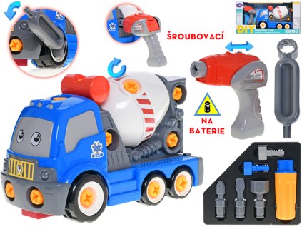 Auto stavební míchačka 28cm šroubovací s vrtačkou na baterie a doplňky v krabičce