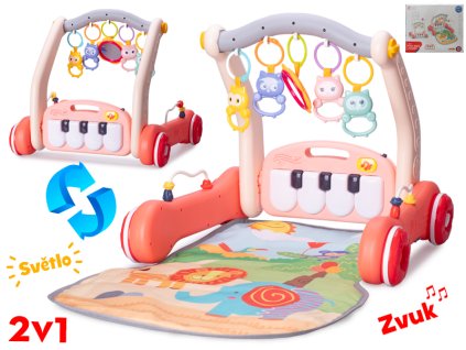 Chodítko s podložkou 75x50x42cm 2v1 s růžovým piankem na baterie se světlem a zvukem 0m+ v krabičce
