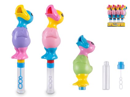 Bublifuk 30cm s kachničkou pískací 3barvy 12ks v PDQ