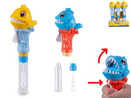 Bublifuk 25cm s piraňou klapací zuby 2barvy 12ks v PDQ