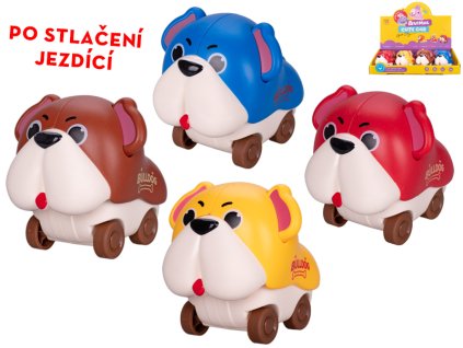 Pejsek 7,5cm po stlačení jezdící 4barvy 12ks v DBX