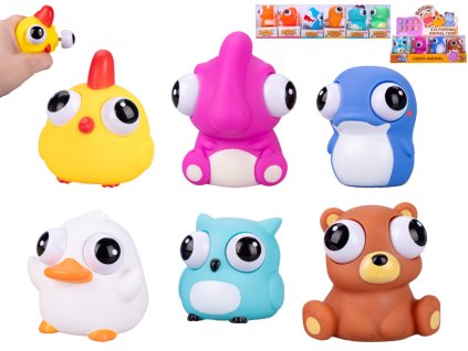 Zvířátko měkké vystřelující oči 6-7cm 12druhů v krabičce 12ks v DBX