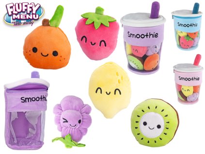 Fluffy Menu smoothie nápoj 33cm plyšový s ovocem 5ks 3barvy 0m+