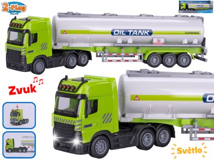 2-Play Traffic auto nákladní s cisternou 38cm na setrvačník na baterie se světlem, zvukem v krabičce