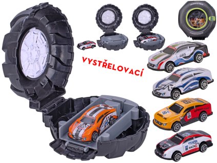 Auto 6,5cm kov volný chod vystřelovací z pneumatiky 5barev v krabičce