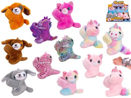 Náramek se zvířátkem 13cm 4druhy 3barvy 18m+ 12ks v DBX