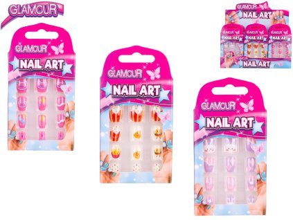 Glamour sada nalepovacích nehtů 12ks v krabičce 3druhy 24ks v DBX