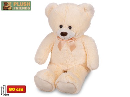 Plush Friends medvěd plyšový 80cm béžový s mašlí 0m+