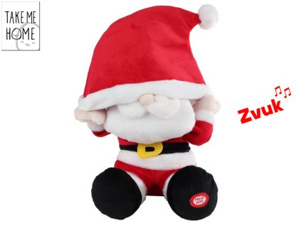 Take Me Home Santa plyšový 29-36cm nasazující si čepici na baterie se zvukem 12m+ v krabičce