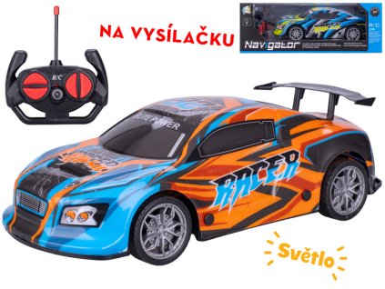 R/C auto závodní 26cm 27MHz plná funkce na baterie se světlem 2barvy v krabičce
