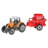 Traktor kov 19cm s přívěsem volný chod 3barvy v krabičce 12ks v DBX