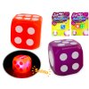 Hrací kostka Jumbo 3,6cm na baterie se světlem 3barvy 2ks na kartě