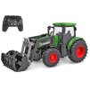 Kids Globe Farming R/C traktor zelený 27cm s nakladačem na baterie se světlem 2,4GHz v krabičce