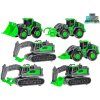 Stavební vozidla zelená 11,5cm na setrvačník 9druhů 12ks v DBX
